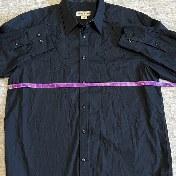 Pronto-Uomo Black Button Down Size L Embroidered Cotton Neutral - Picture 8 of 8